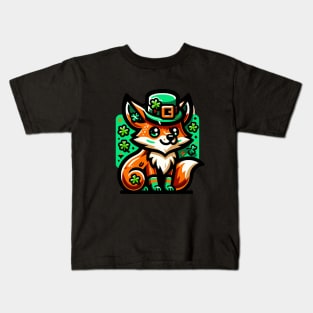 St Patricks Day Fox Kids T-Shirt